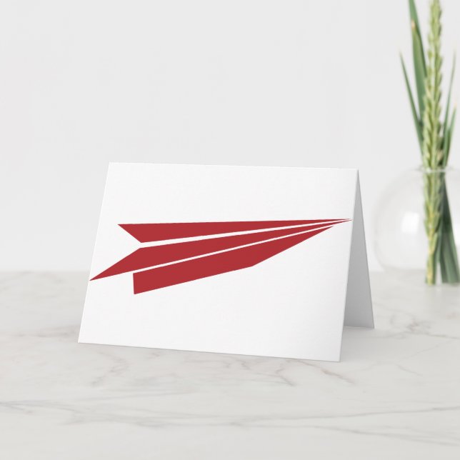Red Paper Airplane Icon Card (Front)