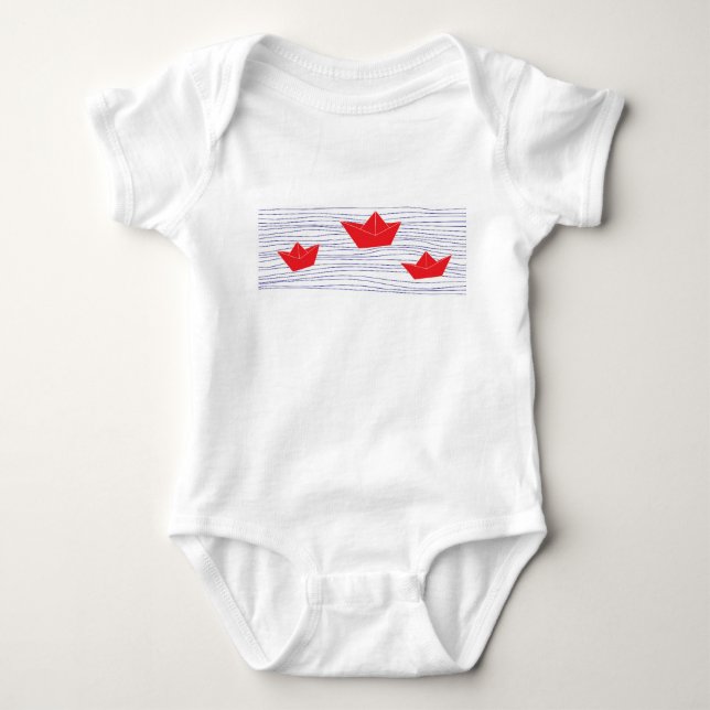 Red Paper Boats baby jumpsuit Baby Bodysuit (Front)