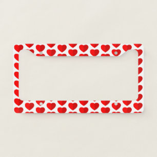 Red Paper Hearts Pattern License Plate Frame