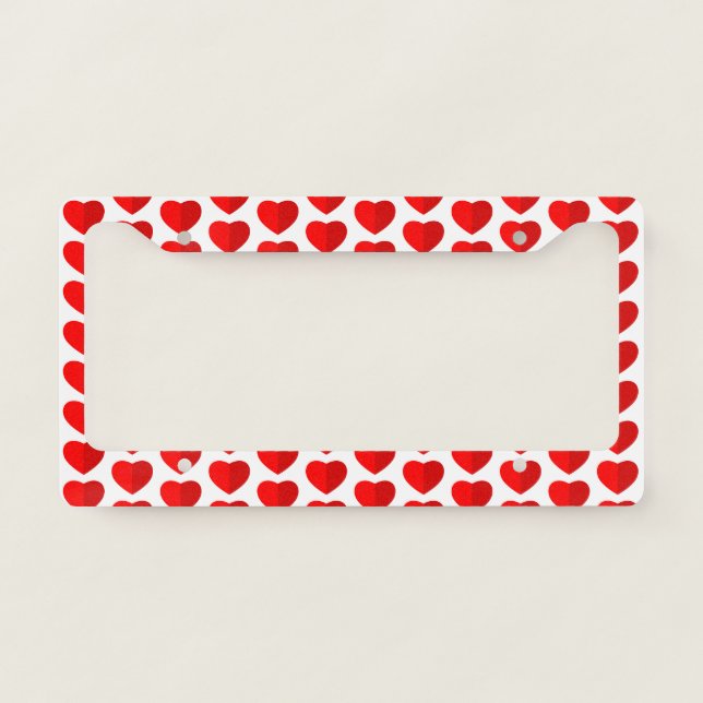 Red Paper Hearts Pattern License Plate Frame (Front)