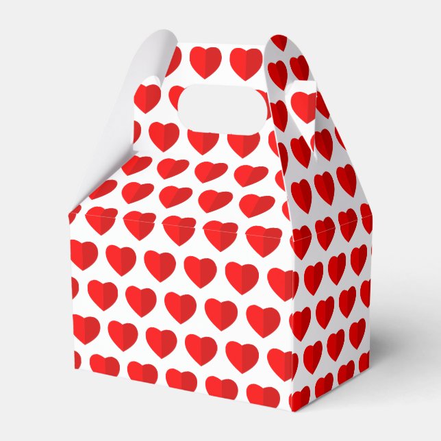 Red Paper Hearts Pattern White Favor Boxes (Back Side)