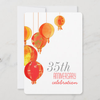 Red Paper Lanterns 35th Wedding Anniversary Invitation