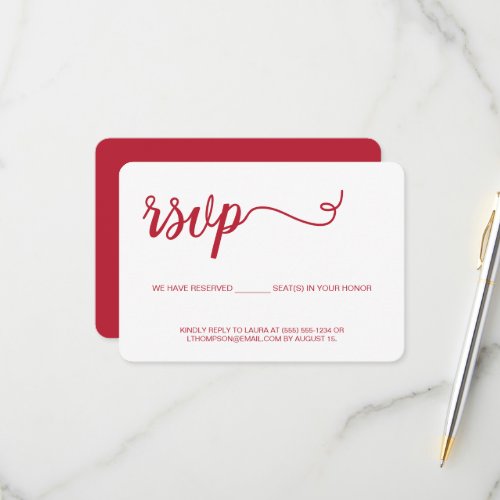 Red Paper without mailing Reserved Seat Holiday RSVP Card
