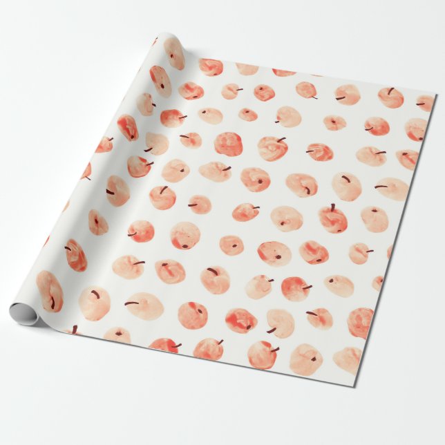 Red paradise apples pattern wrapping paper (Unrolled)