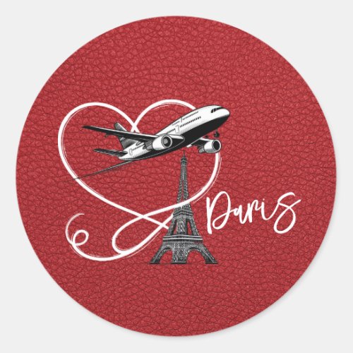 Red Paris Passport  Classic Round Sticker