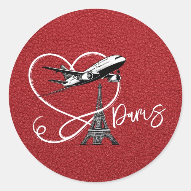 Red Paris Passport  Classic Round Sticker (Front)