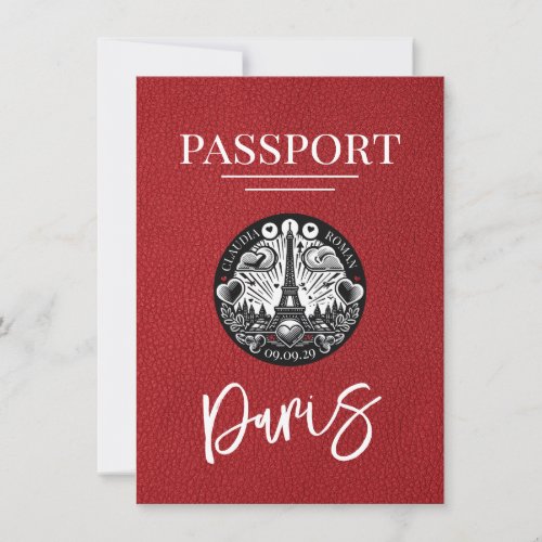 Red Paris Passport Save The Date