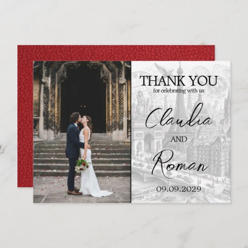 Red Paris Passport Thank You Card