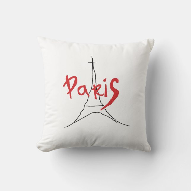 Red Paris Stylish Throw Pillow / Cushion (Front)