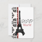 Red Parisian Eiffel Tower RSVP Wedding Card (Back)
