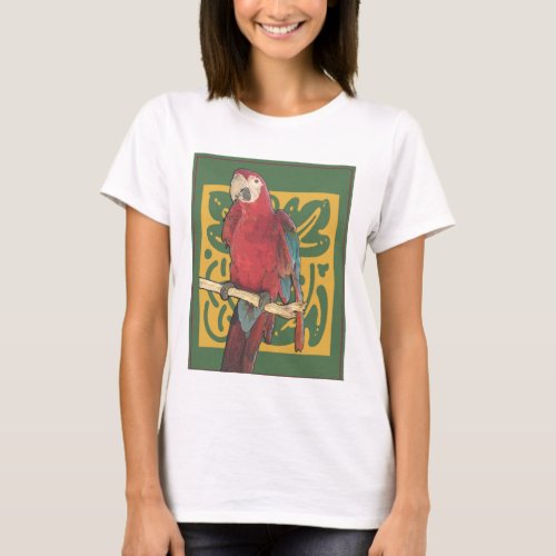 Red Parrot Art Nouveau T_Shirt