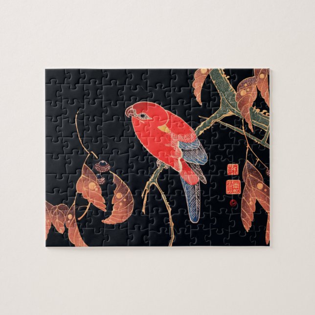 Red Parrot on the Branch of a Tree by Ito Jakuchu Jigsaw Puzzle (Horizontal)