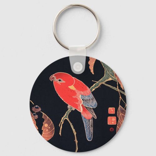 Red Parrot on the Branch of a Tree by Ito Jakuchu Keychain