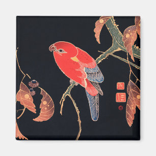 Red Parrot on the Branch of a Tree by Ito Jakuchu Magnet