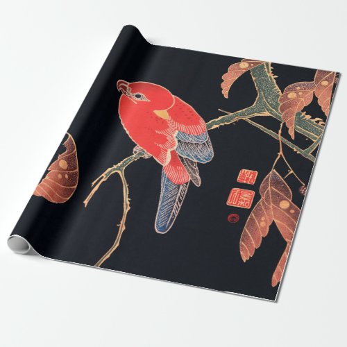 Red Parrot on the Branch of a Tree by Ito Jakuchu Wrapping Paper