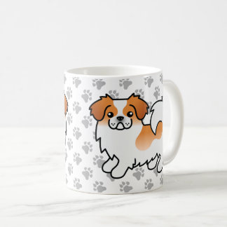 Red Parti-Color Tibetan Spaniel Cute Cartoon Dog Coffee Mug