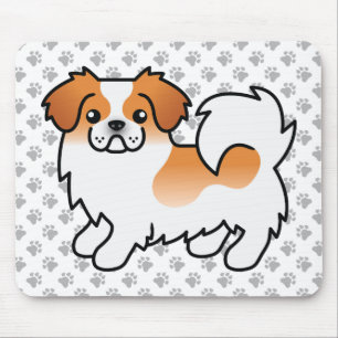 Red Parti-Color Tibetan Spaniel Cute Cartoon Dog Mouse Pad