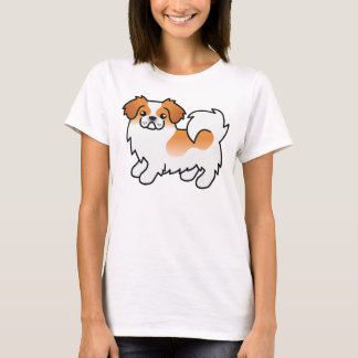 Red Parti-Color Tibetan Spaniel Cute Cartoon Dog T-Shirt