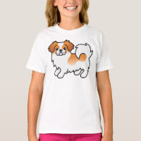 Red Parti-Color Tibetan Spaniel Cute Cartoon Dog