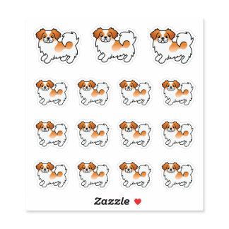 Red Parti-Color Tibetan Spaniel Cute Cartoon Dogs Sticker