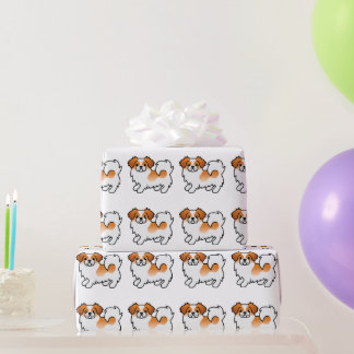 Red Parti-Color Tibetan Spaniel Cute Dog Pattern Wrapping Paper