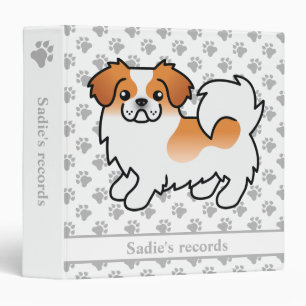 Red Parti-Color Tibetan Spaniel Cute Dog & Text 3 Ring Binder