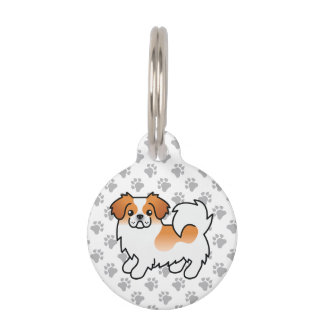 Red Parti-Color Tibetan Spaniel Dog &amp; Pet's Info Pet ID Tag