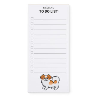 Red Parti-Color Tibetan Spaniel Dog To Do List Magnetic Notepad