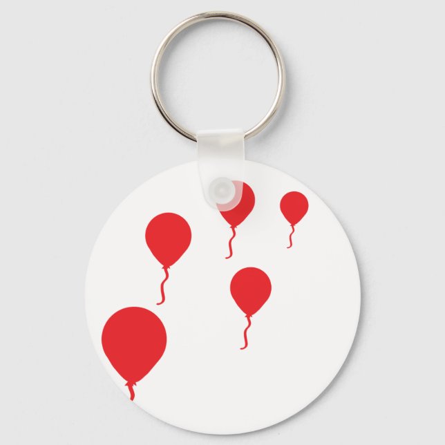 red party balloons icon keychain (Front)