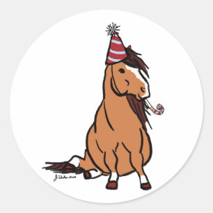 Red Party Pony Classic Round Sticker