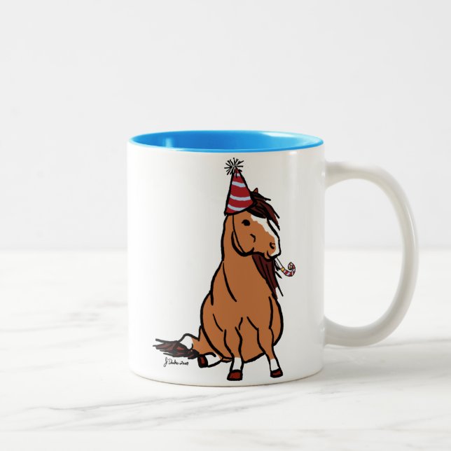 Red Party Pony Two-Tone Coffee Mug (Right)