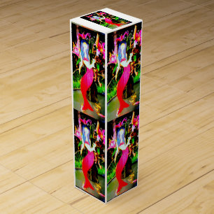 red partying mermaids wine box