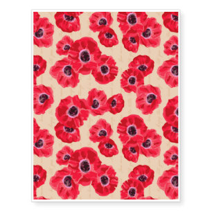 Red Passion Flowers Pattern Temporary Tattoos