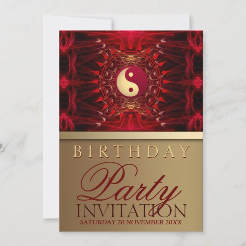 Red Passion New Age Birthday Party Invitations