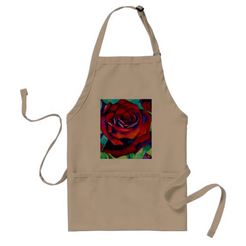Red passion rose original watercolor art adult apron