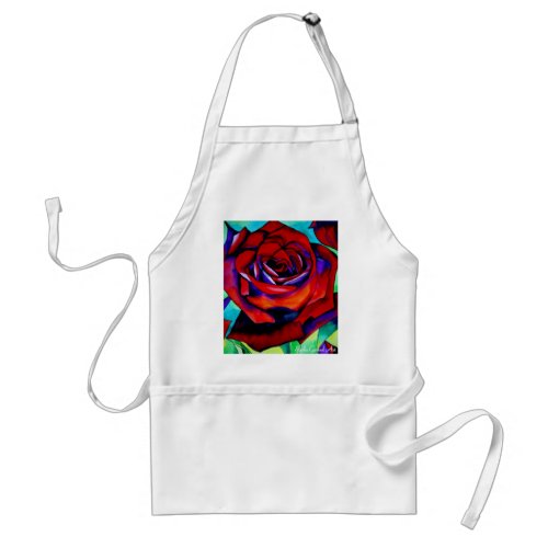 Red passion rose original watercolor art adult apron