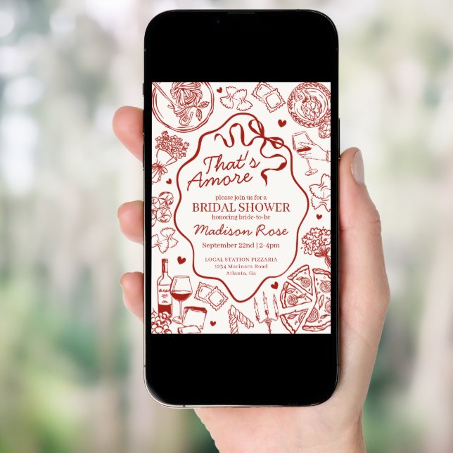 Red Pasta Thats Amore Italian Bridal Shower Invitation (Front Digital)