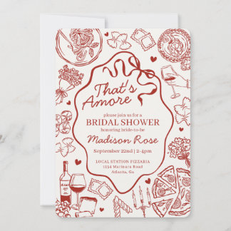 Red Pasta Thats Amore Italian Bridal Shower Invitation