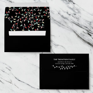 Red Pastel String Lights Liner Christmas Envelope