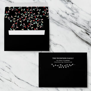 Red Pastel String Lights Liner Christmas Envelope
