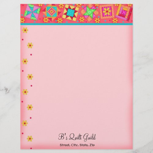 Red Patchwork Quilt Blocks Letterhead