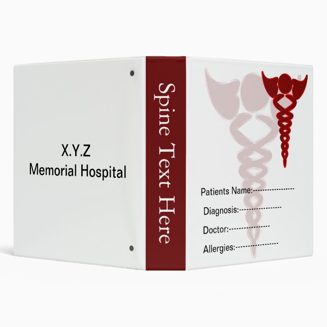 red patient's medical record book 3 ring binder (Background)