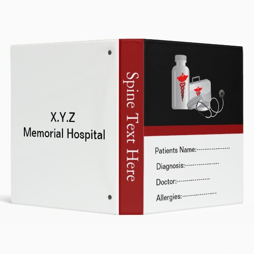red patients medical record book binder