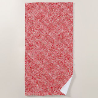 Red Pattern Beach Towel