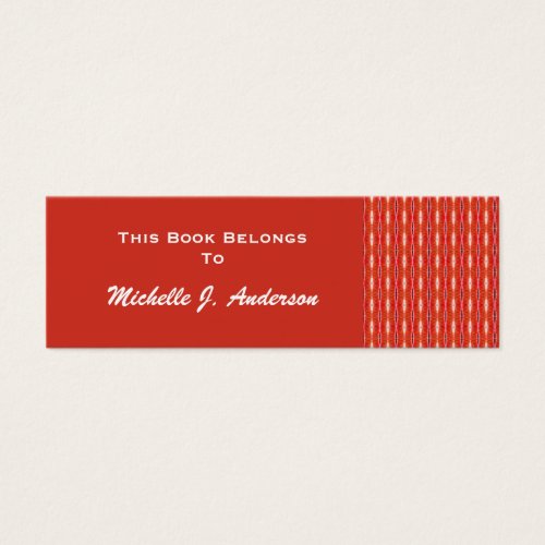 red pattern bookmark business card template