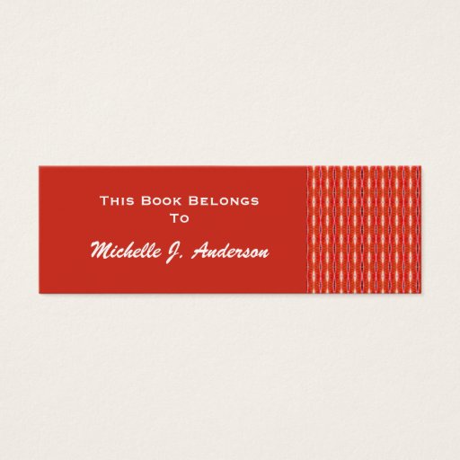 Customizable red pattern bookmark business card template