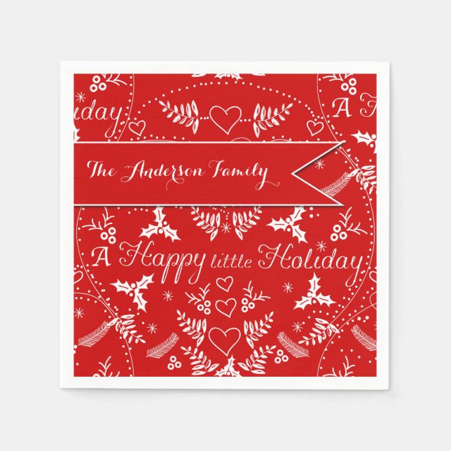 Red Pattern Christmas Napkins (Front)