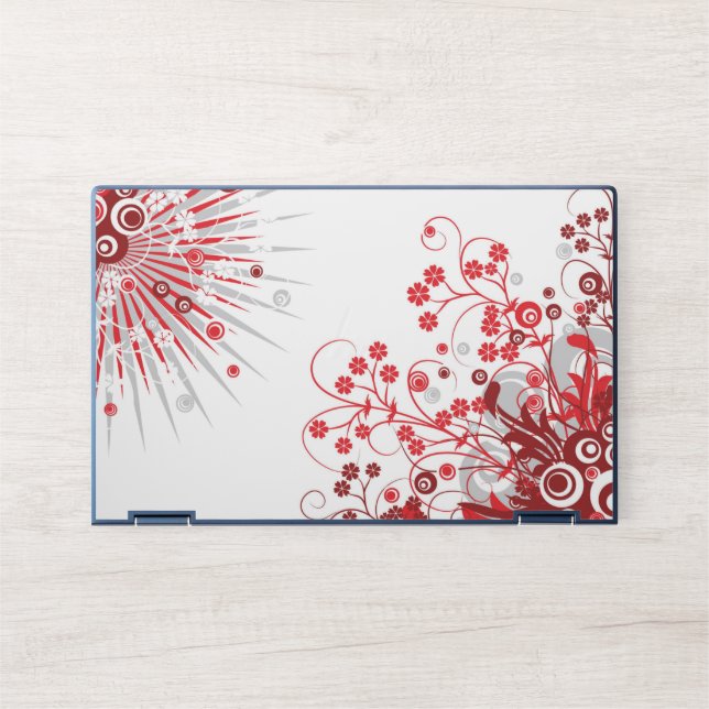Red Pattern HP Elite Dragonfly Notebook Skin (Front)