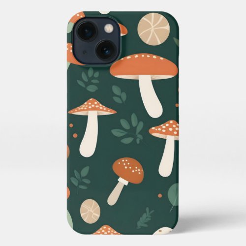 Red pattern mushroom iphone 13 Slim Fit Case