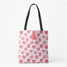 Red Pattern Valentine Hearts Monogram